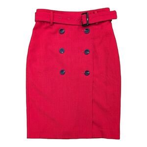 Ann Taylor skirt mod red buttons‎ belt pencil 00p